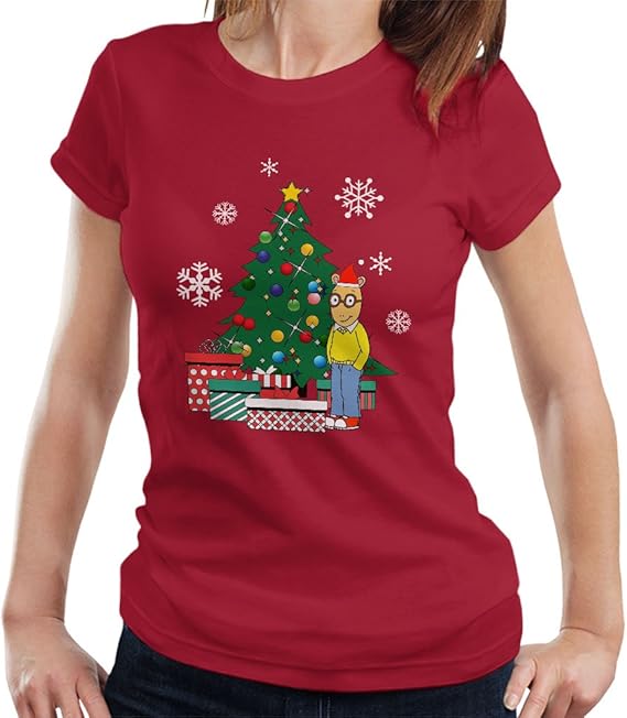 Arthur Around The Christmas Tree Women's T-Shirt : Amazon.co.uk: Clothing