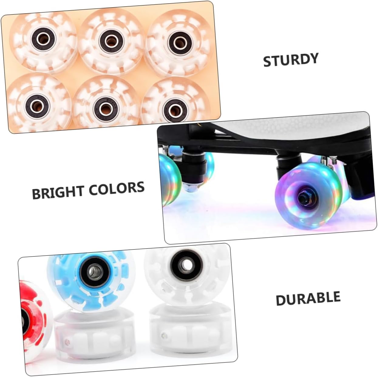 Double-row Skate Wheels Light-up Skating Replacement Wheels for Skateboard Indoor Outdoor Skating