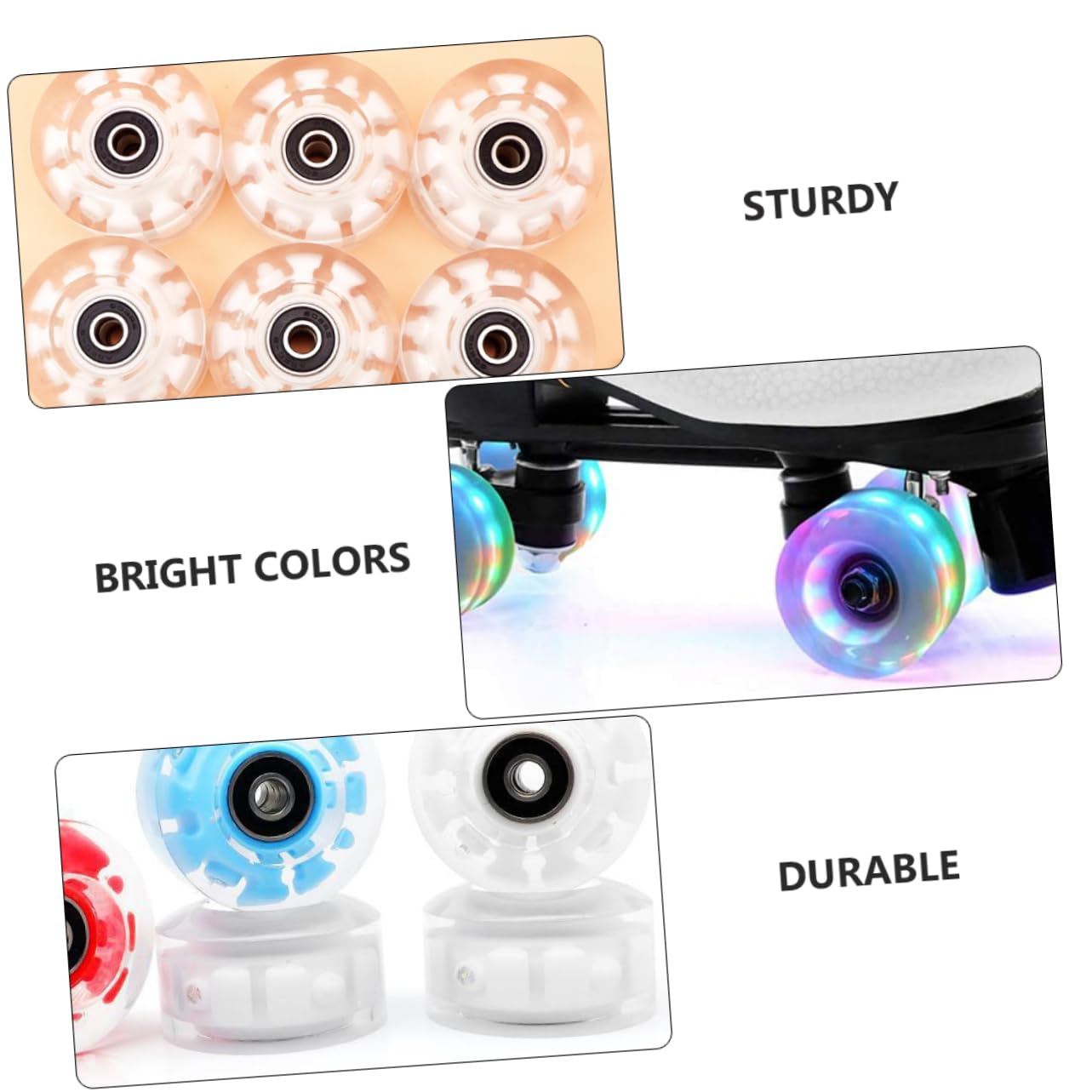 BCOATH 1Set Light Up Roller Skate Wheels of Glowing Double Row Ice Skates Accessories PU Wheels with Bearings for Outdoor Skating for Adults