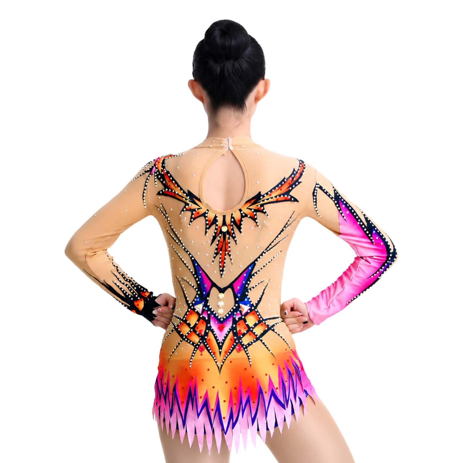 Leotardos de gimnasia rítmica LICRA for niñas y mujeres, ropa de competición de entrenamiento transpirable de manga larga