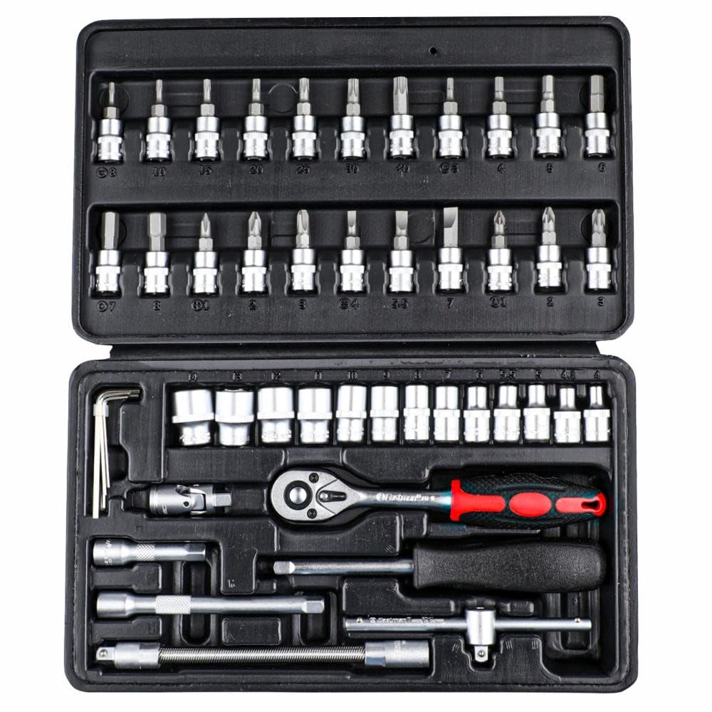Eastman (6.3 mm 1/4" Drive 46-Pcs Socket Set with Blow Mold Case, Mirror Finish, Heavy-Duty Ratchet Handle, Extension rode, Ideal for Automotive Use (E-2260) (B09F9FC7GR) Amazon Price History, Amazon Price Tracker