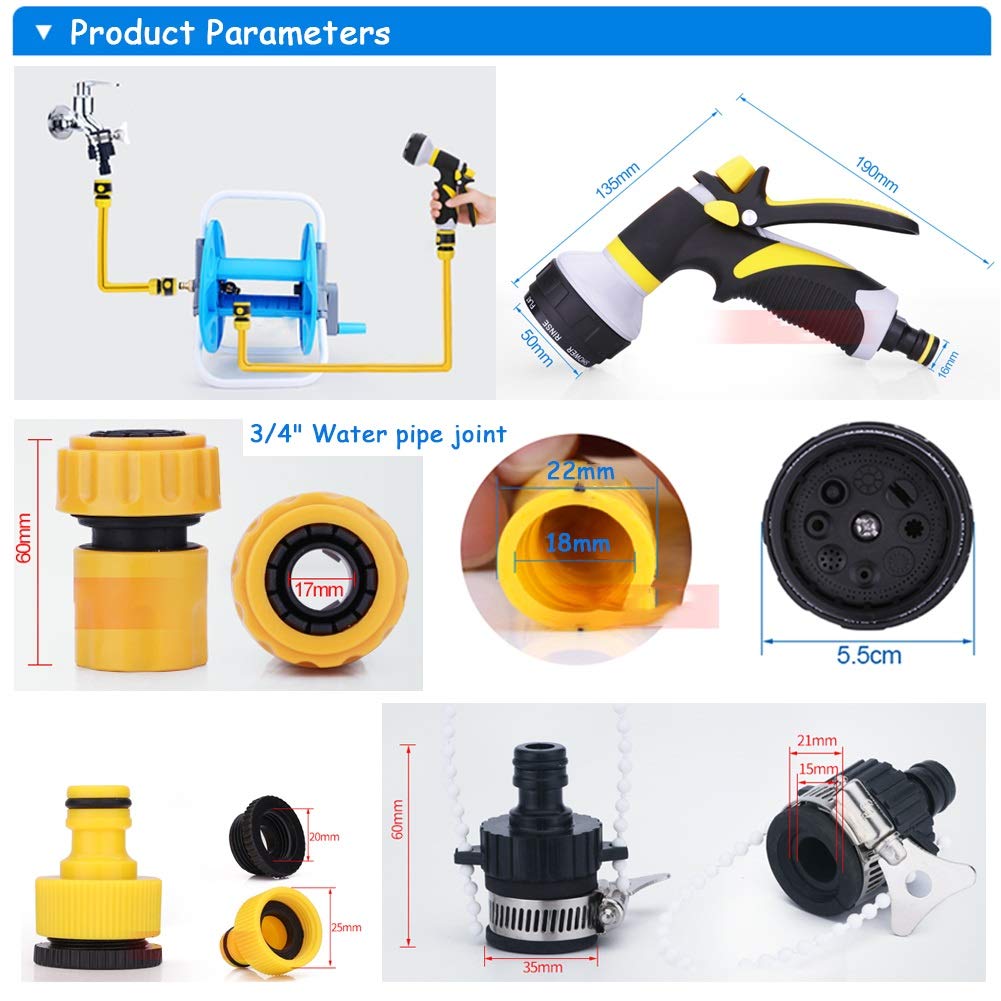 Zestaw pistoletów natryskowych 3/4" do fajki wodnej narzędzia ogrodnicze akcesoria podlewanie trawnik ogród (zestaw do sziszy 50 m)