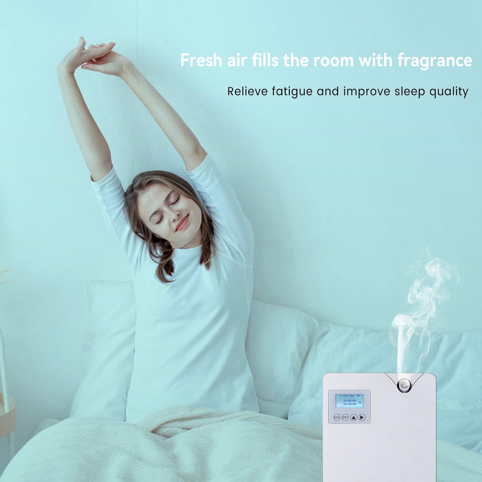 Diffuseur d'huiles essentielles sans Eau - Diffuseur d'aromathérapie Bluetooth et Wi-FI - Diffuseur Professionnel sans Eau - 300 ML - pour Grandes pièces (Blanc)