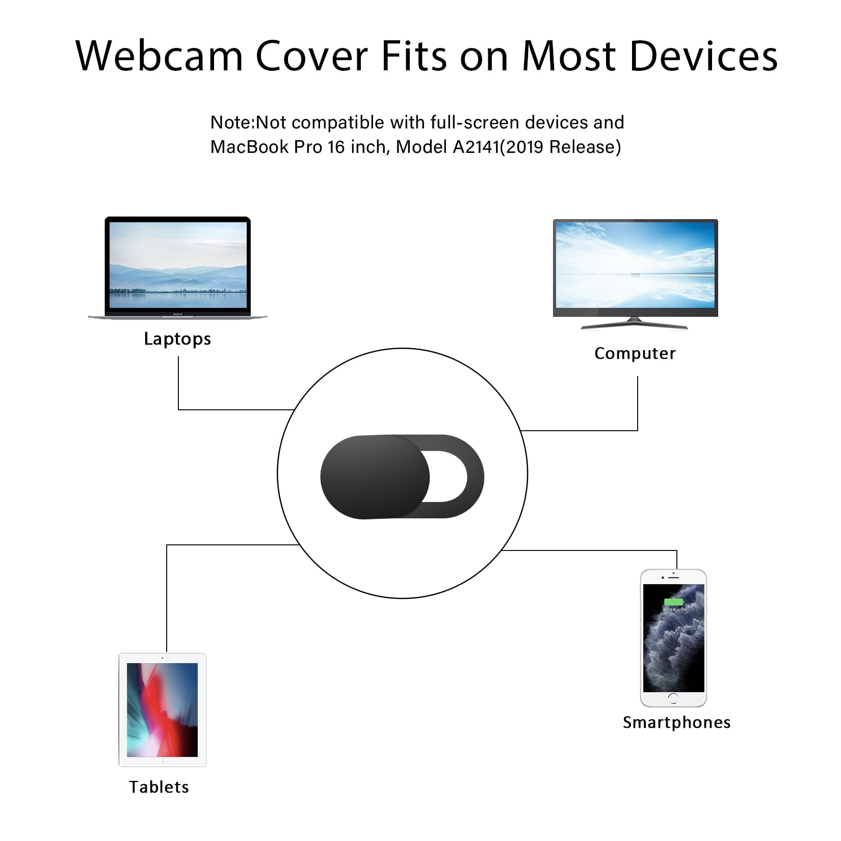 ZUCUCUC Copertura per fotocamera per computer portatile, confezione da 6, ultra sottile, per laptop, tablet, desktop, PC, smartphone, protegge la tua privacy e sicurezza (nero)
