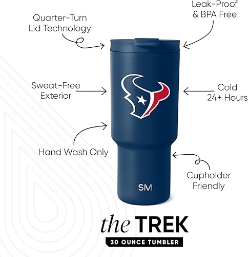 Miniatura 10 de Simple Modern Vaso con licencia oficial de la NFL de 30 onzas con tapa abatible y pajitas, vaso aislado de acero inoxidable, regalos para hombres y