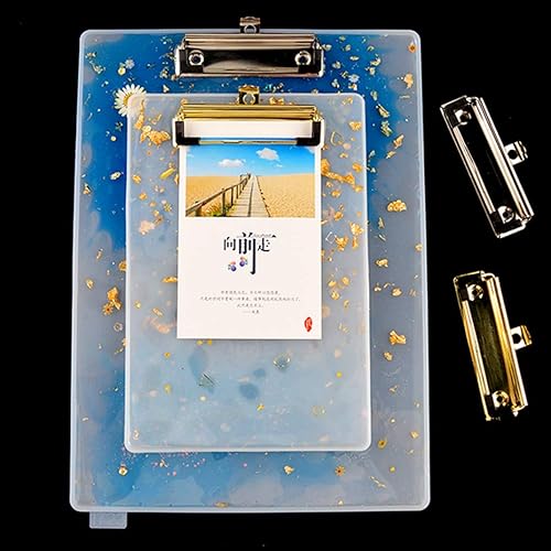 Miniatura 8 de 2 moldes de resina para portapapeles para portafolio, tableros de dibujo, moldes de fundición epoxi con 2 accesorios de metal, carpeta de archivos