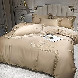 Set biancheria da letto ultra morbida e di facile manutenzione Kaki Biancheria da letto singola in cotone ricamato Copripiumino Lenzuola per hotel Copripiumino Biancheria da letto Federe Len