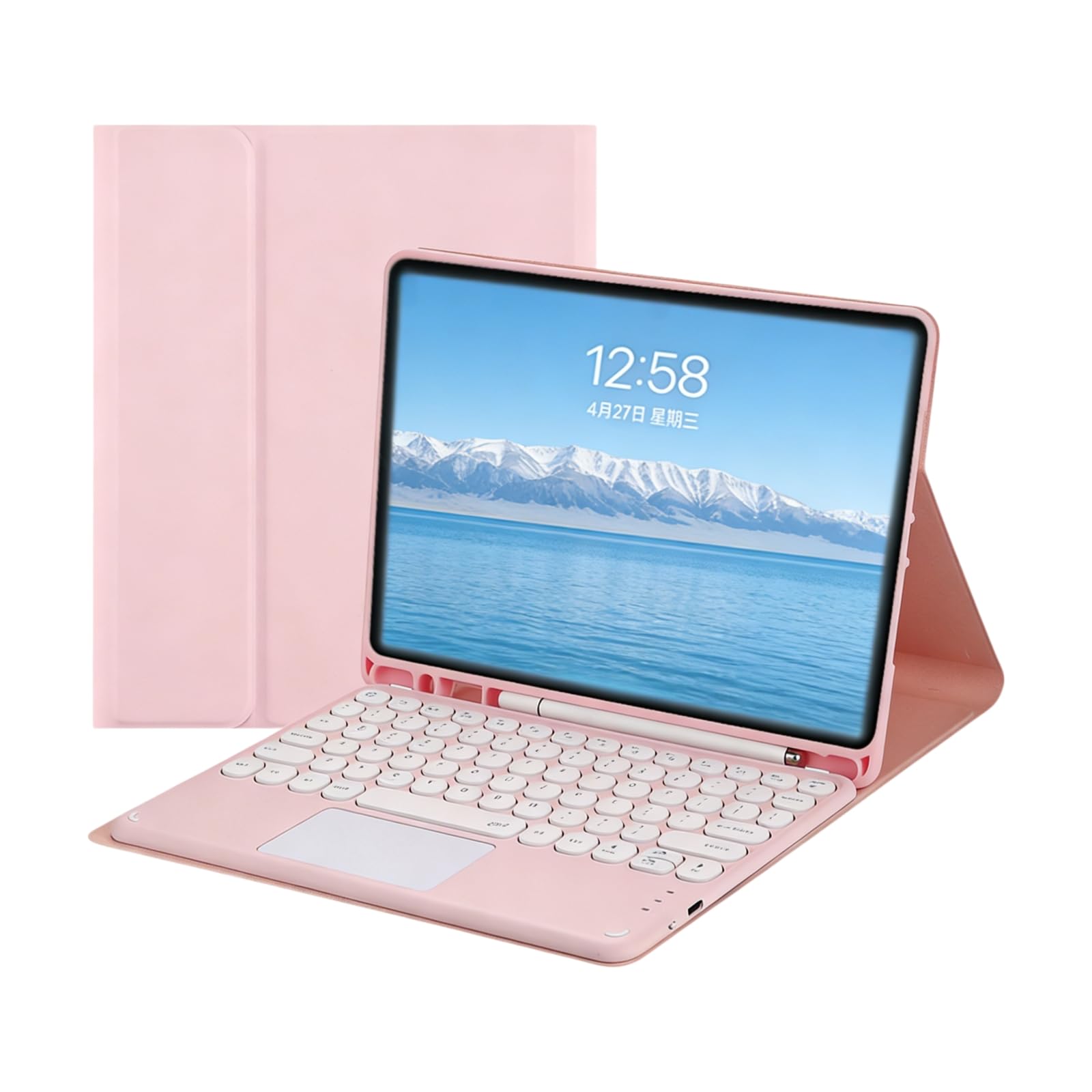 Odłączana klawiatura Bluetooth z panelem dotykowym do tabletu Samsung Galaxy Tab S10FE Plus 13,1 cala (SM-T620 / SM-T626B), smukłe etui ochronne typu folio(Pink)