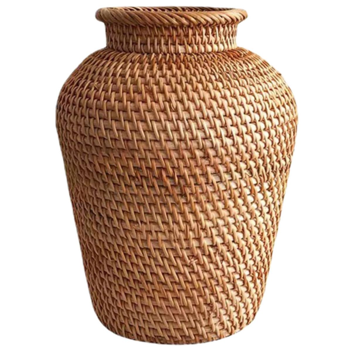 Vase en rotin tressé rond pour remplacer les vases fragiles par un style créatif