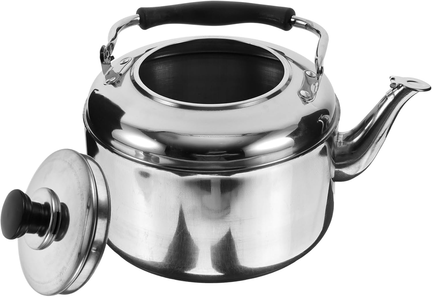 Alipis Stovetop Tea Kettle, 4L Stainless Steel Whistling Water Kettle with Cool Handle, Stove Top Household Water Boiler Water Pot for Home, Kitchen, Cafe (Silver)