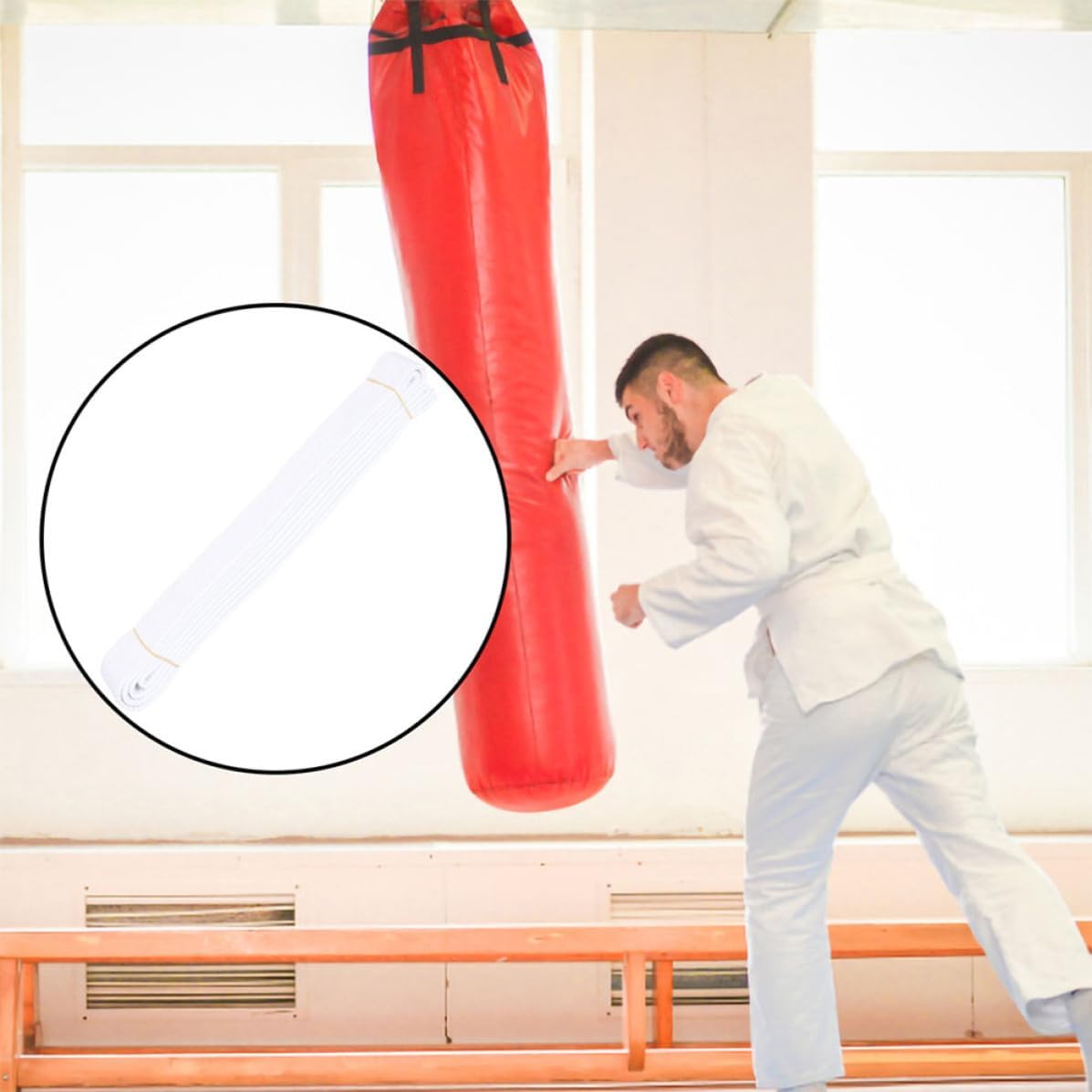 Outanaya Lightweight White Karate and Taekwondo Belt Made of Jute Cotton and Polyester for Comfortable Wearing during Competitions and Hot Summer Days