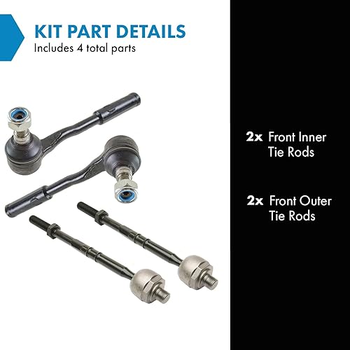 Miniatura 977 de TRQ Juego de varillas de acoplamiento delanteras interiores y exteriores, 4 piezas, compatibles con Chevrolet Cruze 2016-2019 de 16-19 voltios