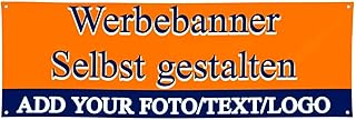 Banner Personalisiert, Werbebanner mit Text/Logo/Foto, Selbst gestalten mit Text & Bild, Individuelles Banner, für Innen & Außen, für Werbung, Anzeigen, Geburtstag, Events (60 * 180cm)