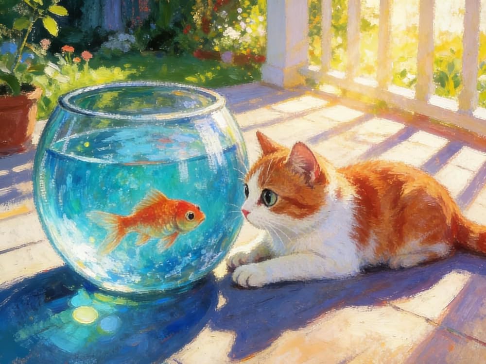 GLTEYACO 5D Diamond Painting Diamond Art Kits Kitten in a Fishbowl DIY Adult Beginner Diamond Crafts Home Wall Decoration 40x50 cm