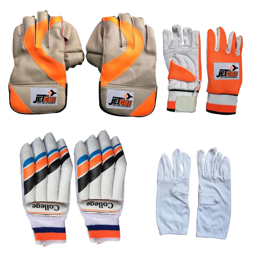 JetFire Ibex Basic College Wicket Keeping Gloves & College Batting Gloves with Inner Gloves Combos (B07YG5HQH7) Amazon Price History, Amazon Price Tracker