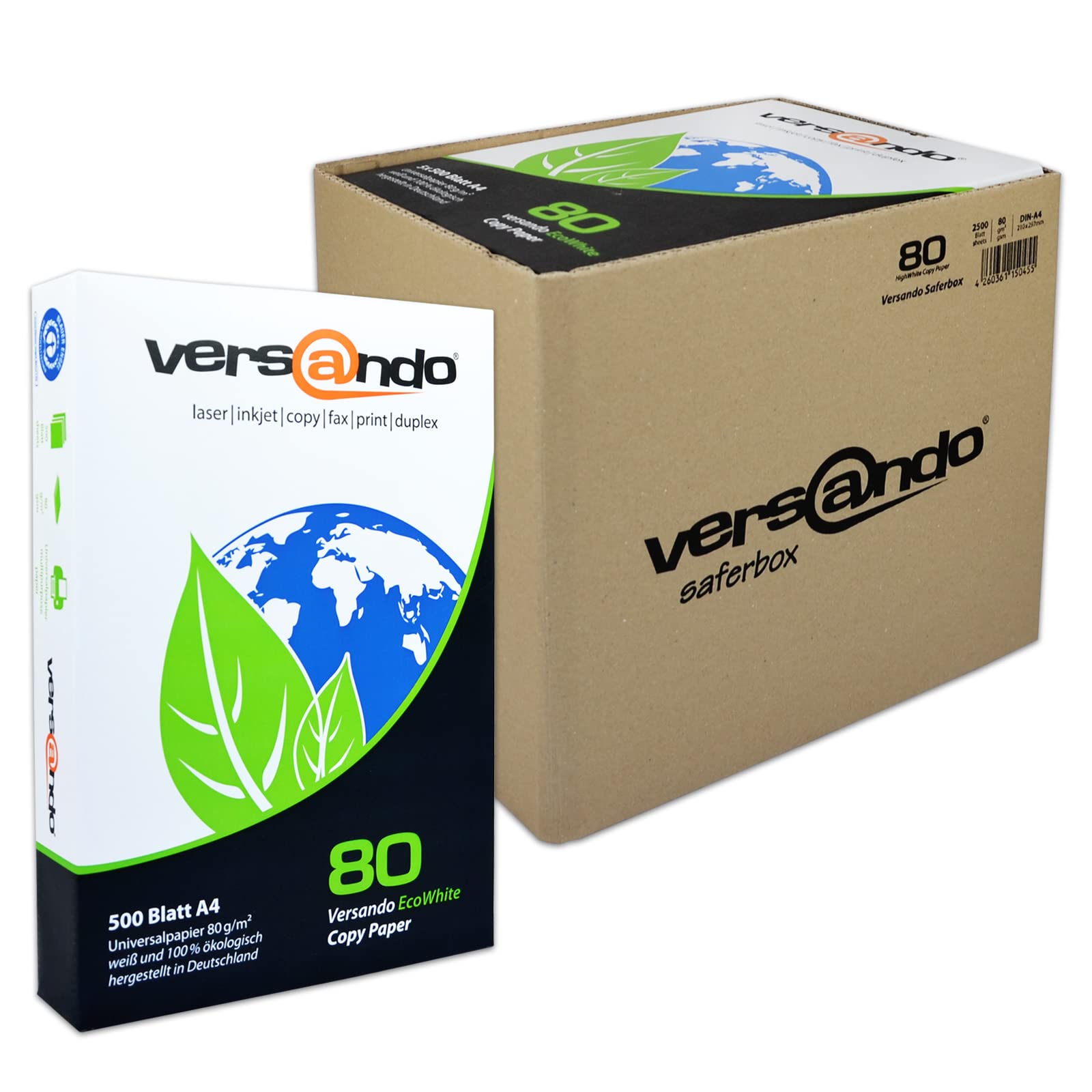 versando EcoWhite 2.500 hojas de papel ecológico A4, 80 g/m² color blanco