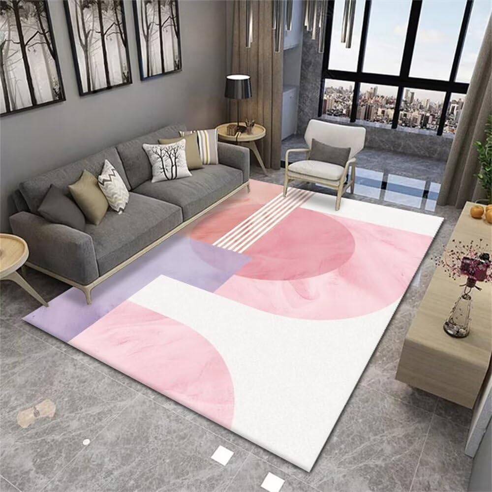 Tapis salon gamer rose et violet moderne pour chambre d'adolescent