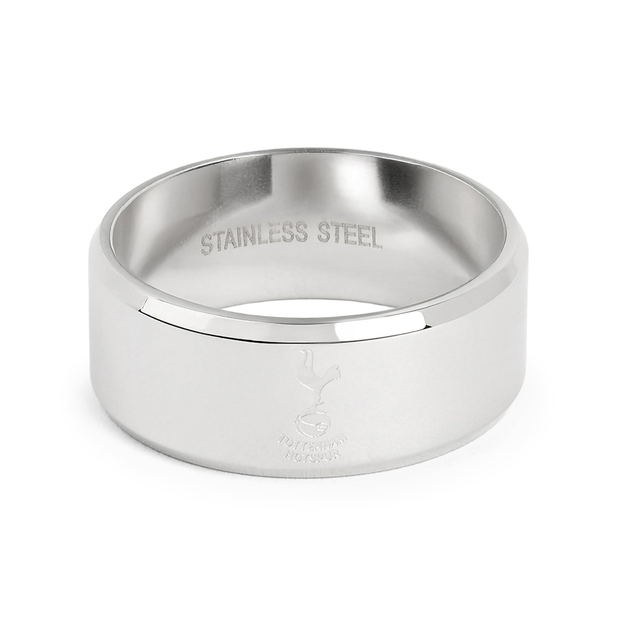 Official Licensed Tottenham Hotspur Stainless Steel Crest Band Ring - Medium Mens/Unisex Football Gift