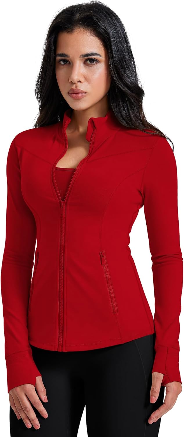 AVGO Womens Running Jackets Lightweight Slim Fit Workout Jacket Zip Up Athletic Track Gym Tops with Pockets & Thumb holes - Image 2