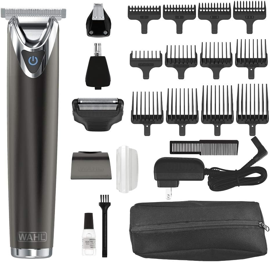 Wahl Stainless Steel Lithium Ion 2.0+ Slate Beard Trimmer for Men - Electric Shaver, Nose Ear Trimmer, Rechargeable All in One Men's Grooming Kit (Pack of 6)