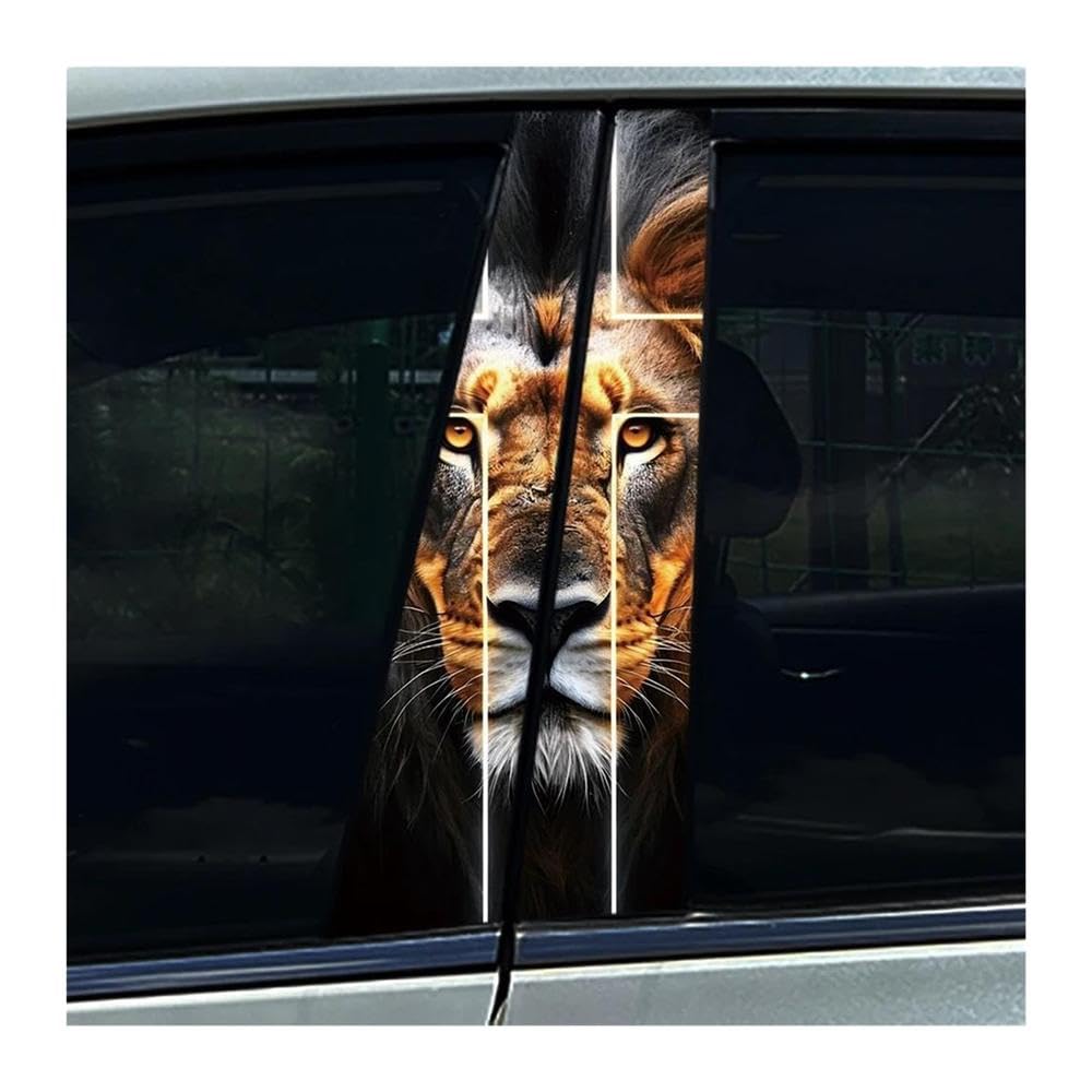 Body Parts 2PCS Christian Jesus Lion Cross Car Center Pillar Sticker B Pillar Protective Film Decoration(G)