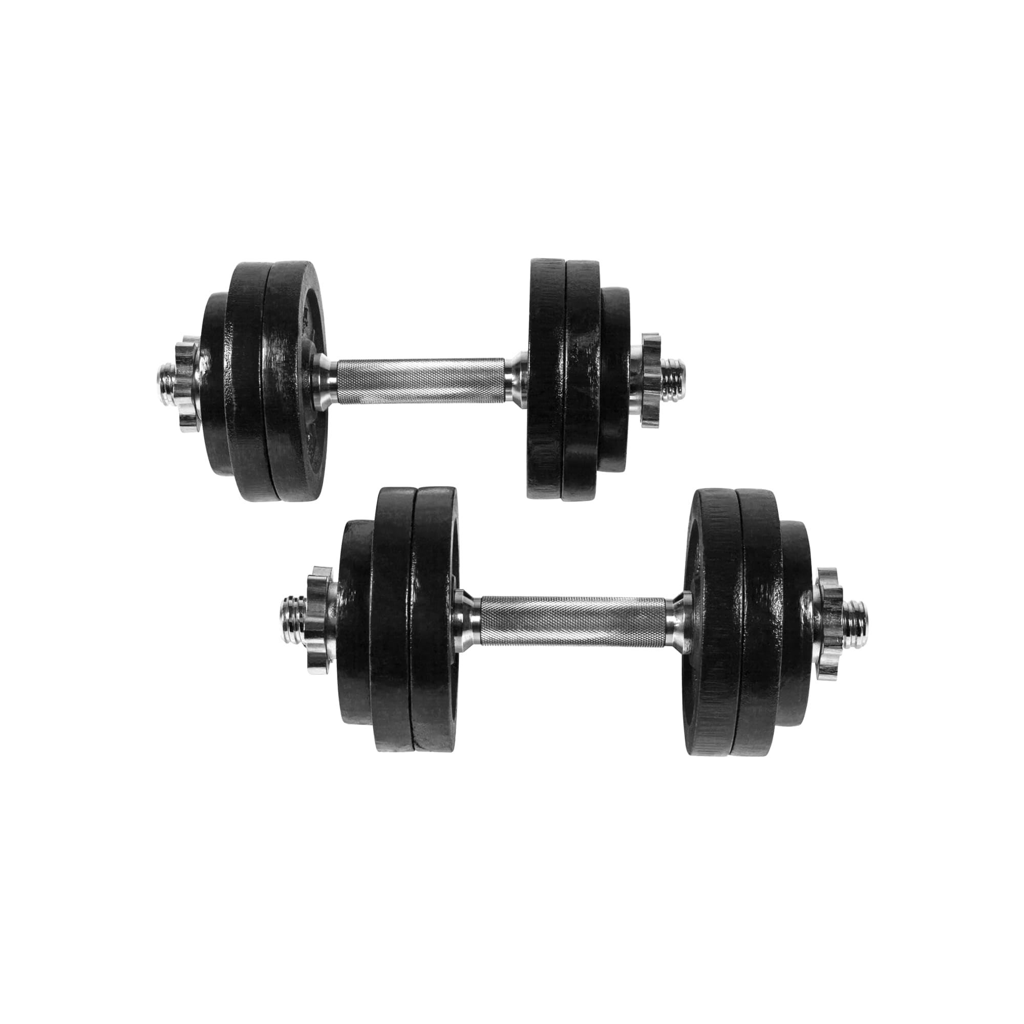 GORILLA SPORTS® Kurzhantelset 30 kg, 2er Set, 12 Hantelscheiben, Gusseisen | Mit 2 Kurzhantelstangen, 4 Sternverschlüssen und 30 mm Lochdurchmesser; rutschfest, gerändelt, Kurzhanteln, Kurzhantel Set