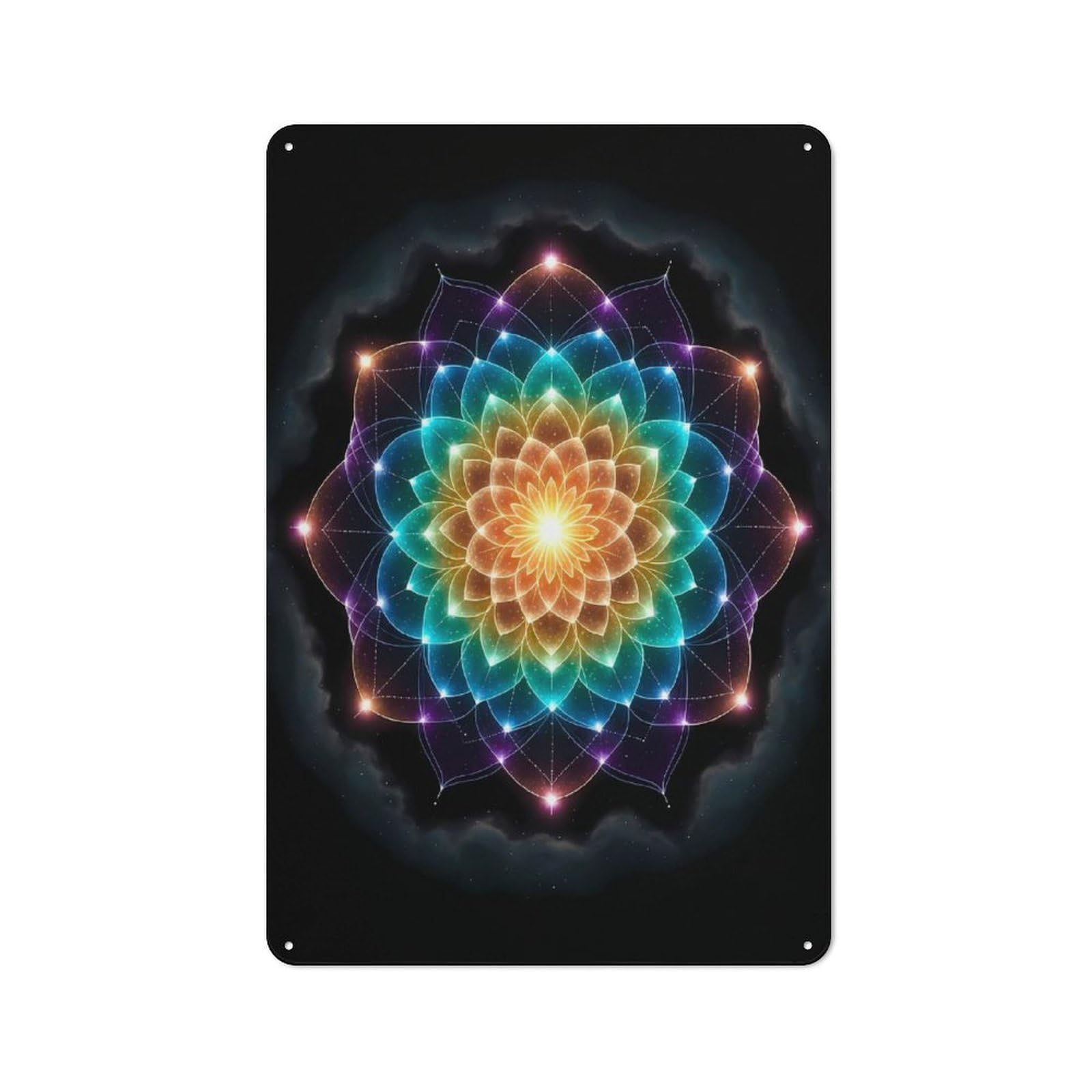 Junmoney Style-7 Rainbow Mandala Cosmic Tin Sign 30X20cm For Workshop Wall, Vintage Wall Decor, For Metal Sign Collectors, For Garage And Workshop Walls