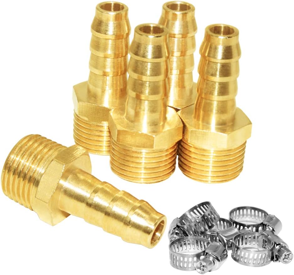 Sourcing Map Raccordi Per Tubi In Ottone, 2 Pezzi, 1/4" Barbx3/8" NPT Maschio In Ottone Per Acqua, Carburante, Aria - Foto 6