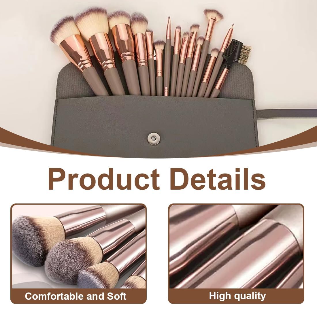15pcs Pinceau Maquillage Set, pinceau maquillage pinceaux maquillages pour fond De Teint Mélange Poudre pour Le Visage Blush Concealers Ombres à Paupières
