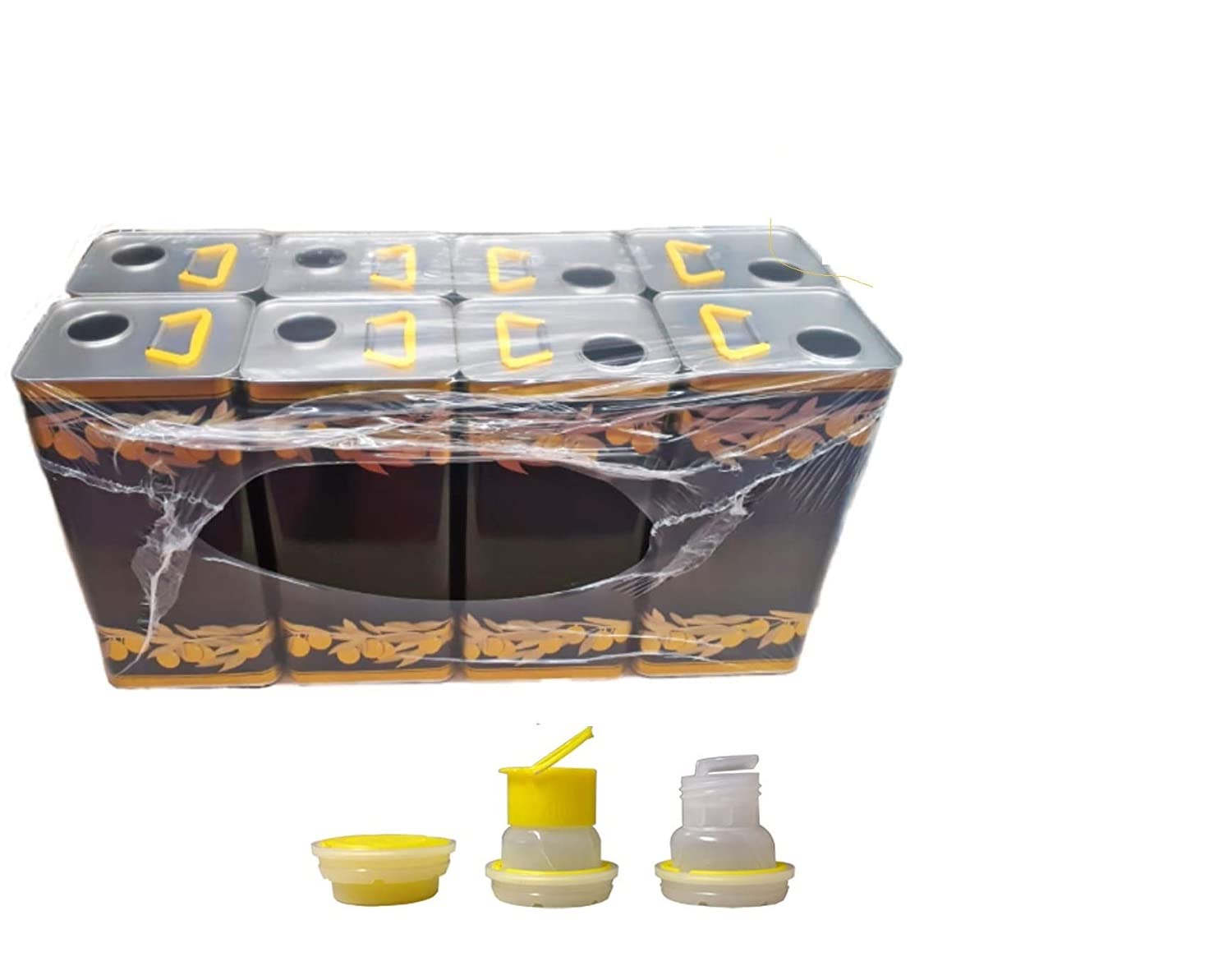 BOTTIGLIERI CASALINGHI Lattina in Metallo per trasporto Olio, contenitore 5 litri, con Maniglia in Plastica Extraforte Antiruggine, Confezione da 8 pezzi con tappo autosigillante