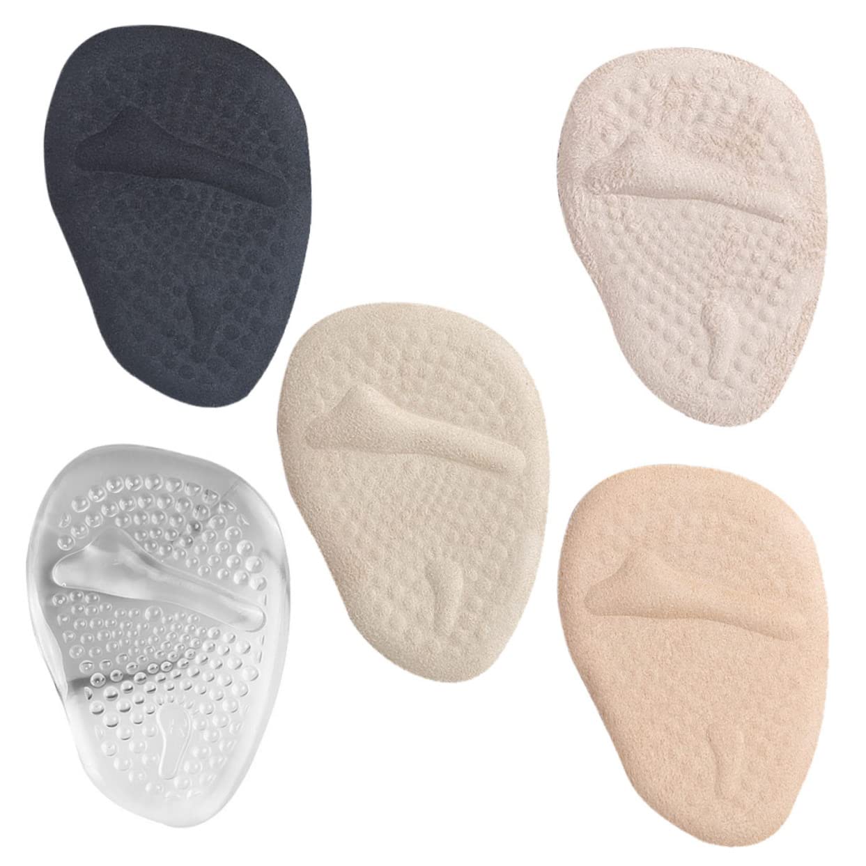 Healeved 5pairs Metatarsal Pads -Skid Foot Cushions for High Heels Comfortable Gel Inserts for Washable and Reusable for Bunion and Support