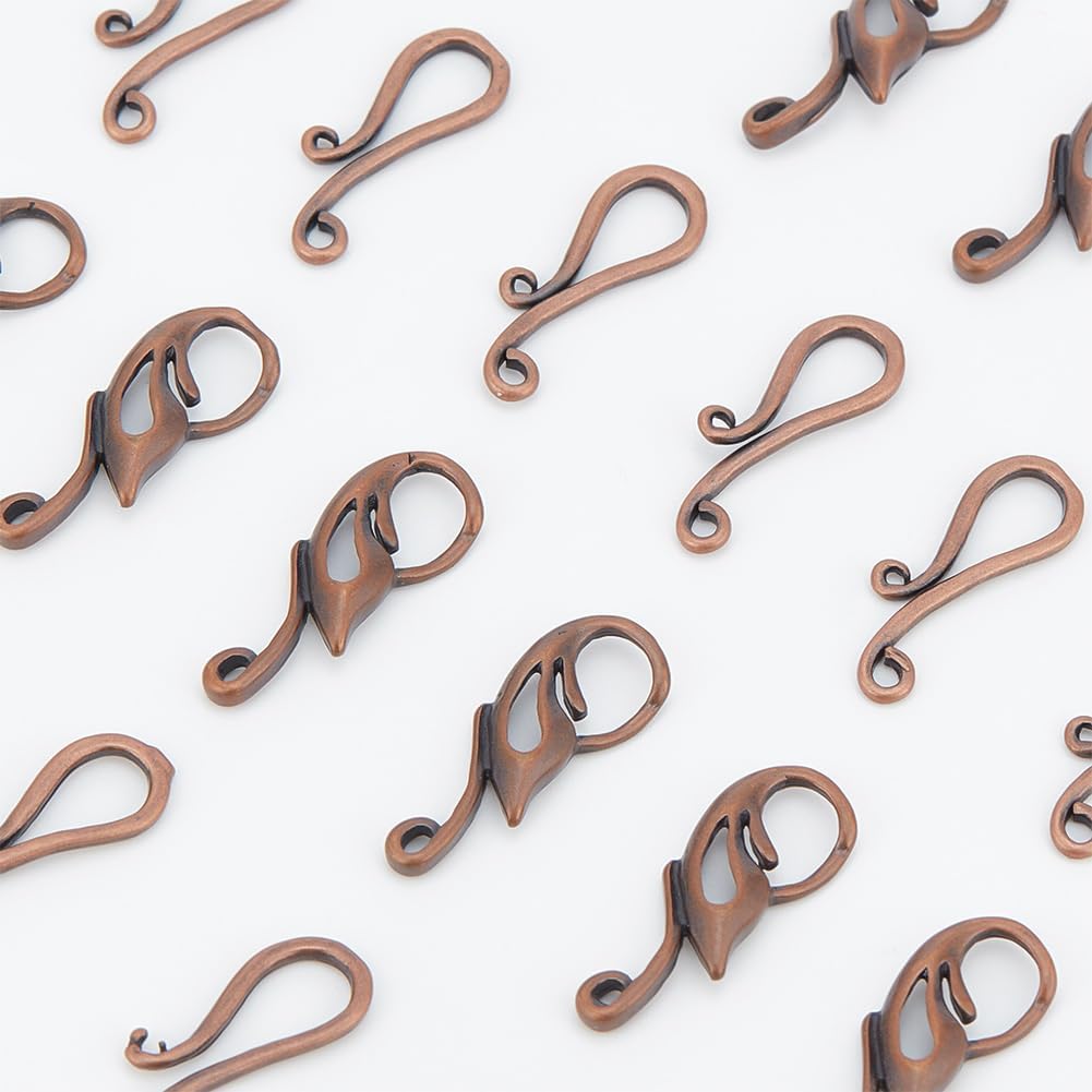 PH PandaHall 10 Sets Metal Hook Clasps Red Copper S-Hook Clasps Rack Plating Wing Hooks for DIY Jewelry Making - Image 5