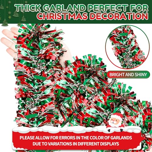 Image of 70 Ft Christmas Tinsel Garland Metallic Tinsel Twist Garland Glitter Christmas Tree Hanging Decorations New Year Party Birthday Holiday Indoor Outdoor Supplies (Mix 1)