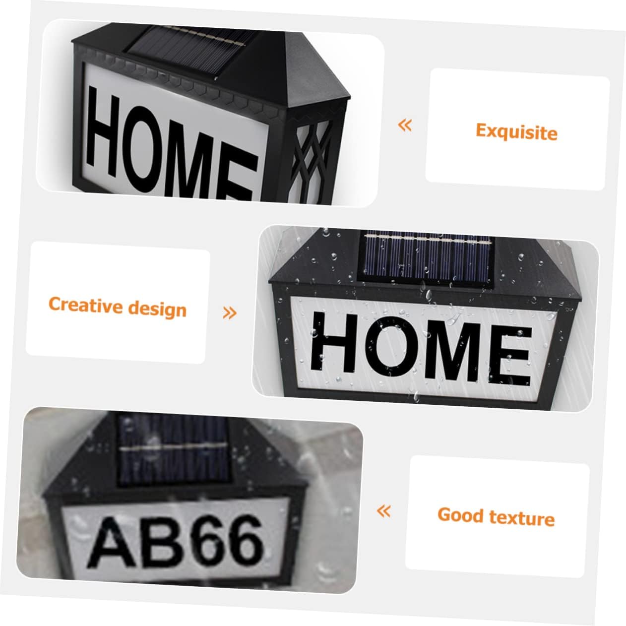 DOITOOL Address Numbers for Houses door light solar lantern outdoor front door sign PC Solar House Number Sign Light Wall-mounted Address Sign Solar Light abs House Number Address Light
