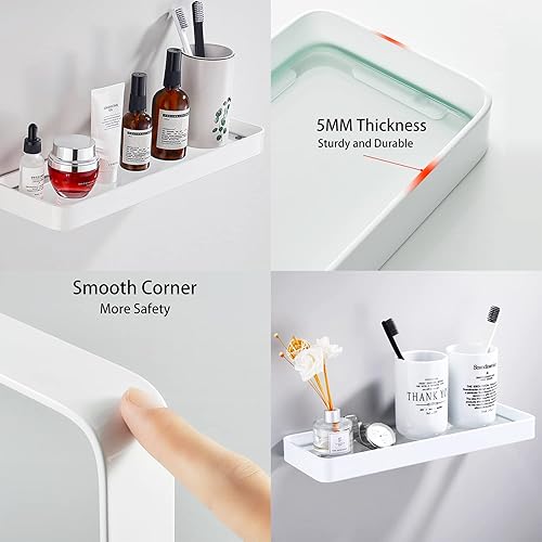 Miniatura 3 de Estante de pared de baño de 15.7 pulgadas, estantes de baño inoxidables montados en la pared, estantes de ducha con vidrio templado, estante de 1