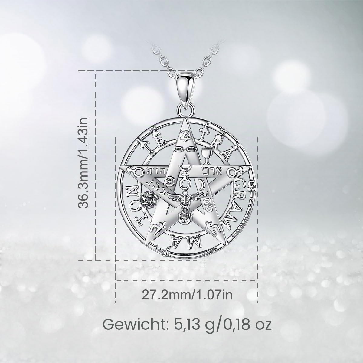 CELESTIA Pentagramm Kette Damen Herren Silber 925 Tetragrammaton Anhänger Halskette Talisman Hexe Schmuck Esoterik Geschenke Männer Frauen