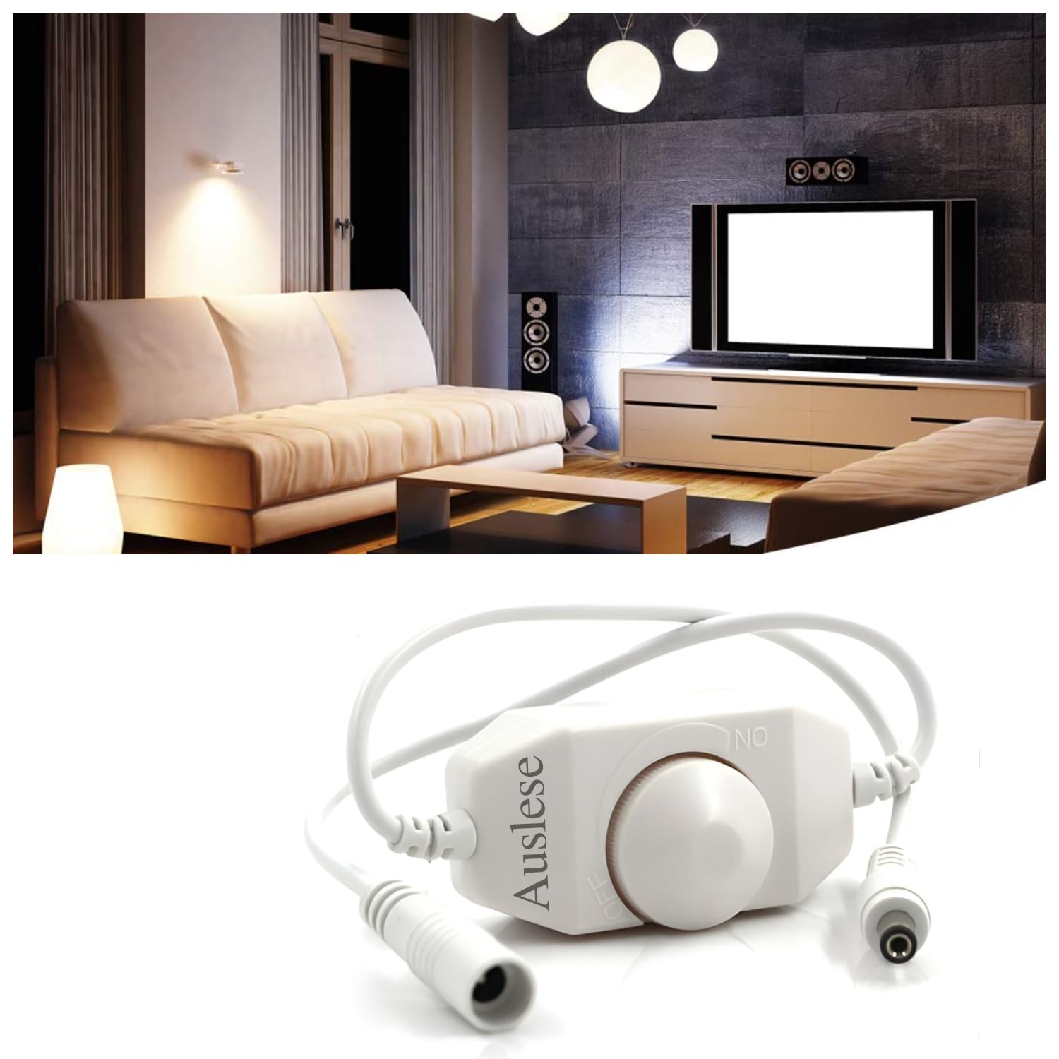 Auslese DC 12V 24V LED Strip Dimmer Knob Controller Adjustable Brightness for Single Color 3528 2835 5050 5630 COB LED Tape Light Inline Switch White-picture-10
