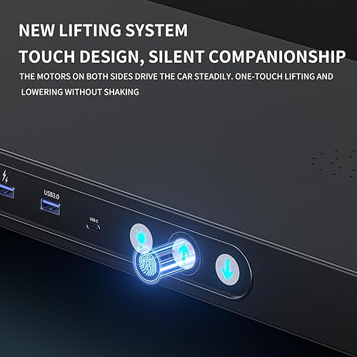 Miniatura 2 de Elevador eléctrico de monitor dual de 31.5 pulgadas con carga inalámbrica, puertos USB-C y USB, luz LED, control táctil, elevación de bajo ruido, 5