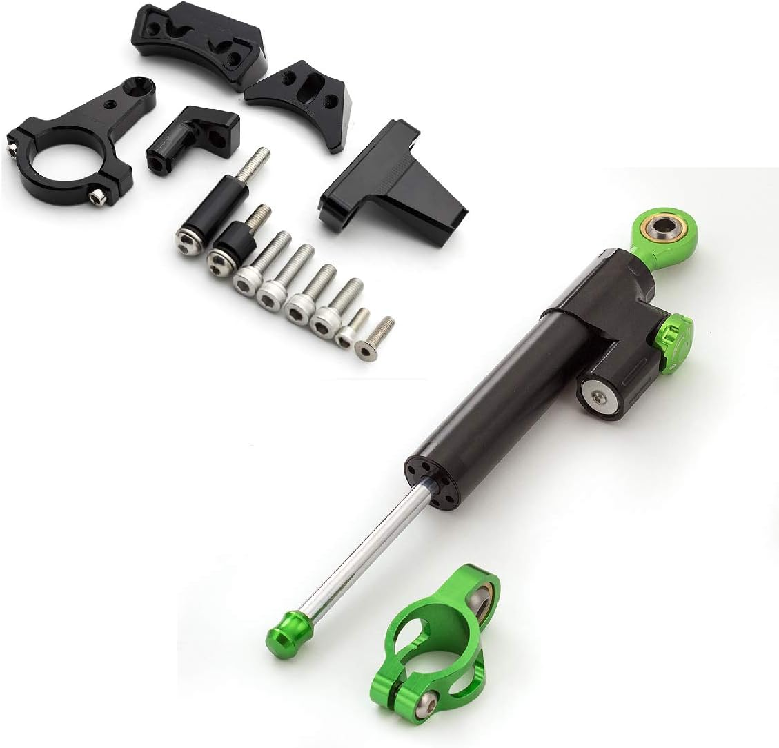 CNC Motorcycle Adjustable Steering Damper Stabilizer Buffer Control Bar With Mounting Bracket Kit Compatible with Ninja 400 Z400 2018-2020