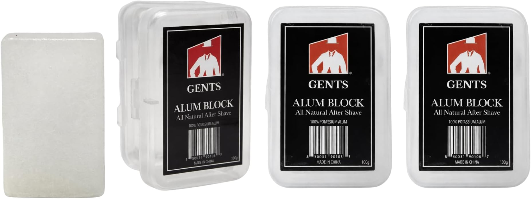 Gents Alum Block in Plastic Case | Upgrade Your Shave - Soothing Aftershave Solution for Shaving Razor Burn Relief - Travel Friendly Durable Plastic Case Included (3.5 Ounces Pack of 3)