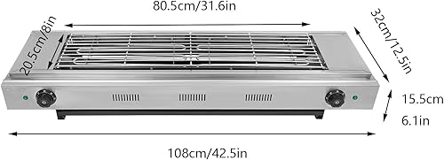 Miniatura 7 de Parrilla portátil de barbacoa eléctrica de 3000 W, horno de barbacoa sin humo, parrilla de barbacoa de doble cabeza con control de temperatura,