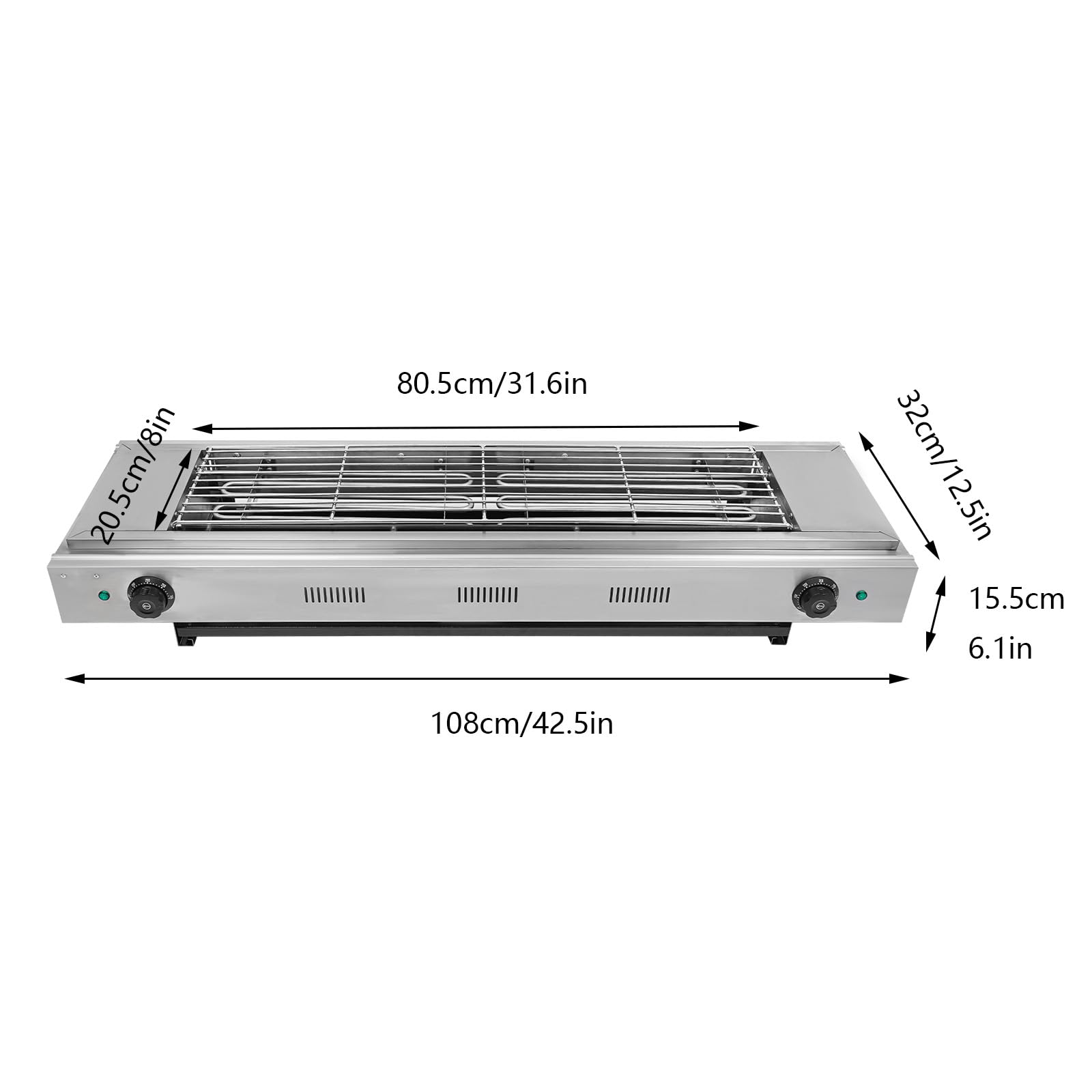 Gbonklong Gbonklong 3000W Smokeless Indoor Grill, 122-572°F Adjustable Temperature Commercial Electric Grill Electric Grill with Removable Griddle, Stainless Steel Indoor Grill BBQ Grill for Party