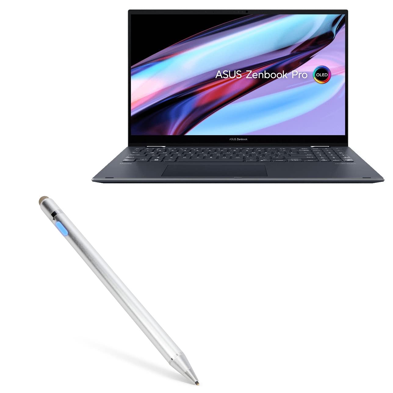 BoxWave Stylus Pen Compatible with ASUS ZenBook Pro 15 Flip (Q539) - AccuPoint Active Stylus, Electronic Stylus with Ultra Fine Tip for ASUS ZenBook Pro 15 Flip (Q539) - Metallic Silver