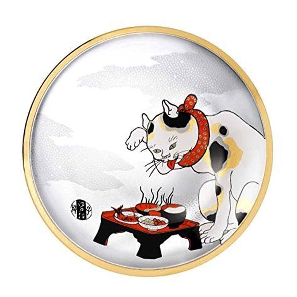 Amazon｜江戸猫 ガラス 小皿 日本製 ネコ 猫雑貨 金箔 丸皿 和柄