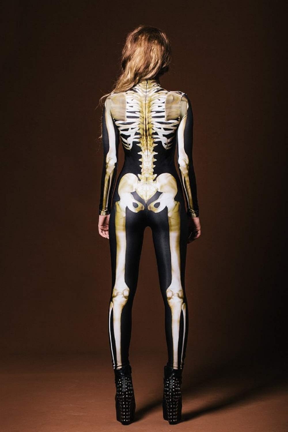 ALBIZIA Women's Skull Skeleton Halloween Costume Jumpsuit Bodysuit Bodycon Outfit : Clothing, Shoes & Jewelry