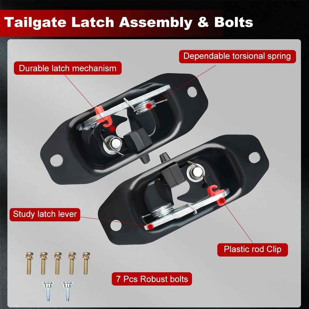 Tailgate Hardware Rebuild Kit Compatible with 2007-2014 Chevy Silverado Fleetside GMC Sierra Pickup. Tailgate Handle Bezel Latch & Cables Rods Replacement for 15140549 15927251 25838260 22755303