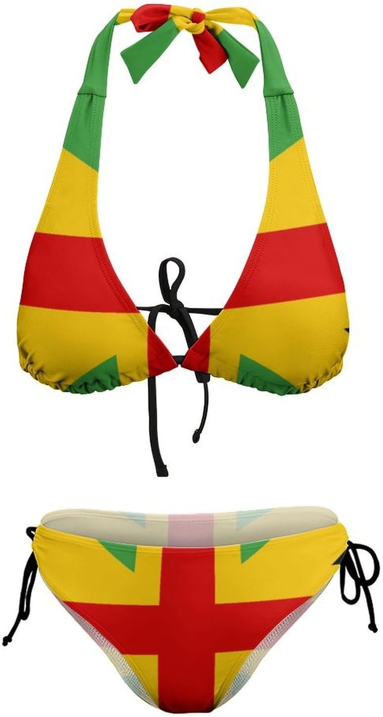 Jamaican England Flag Novelty Women's 2 Piece String Bikini Set Swimsuits Bathing Suit Swimwear