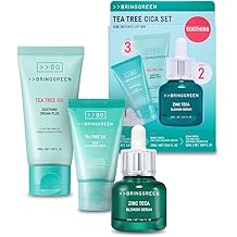 BRING GREEN TEA TREE CICA SET | Korean Skin Care Kit for Acne-Prone, Sensitive Skin | Zinc Teca Serum, Tea Tree Hydrating Moisturizer &amp; Deep Cleansing Foam | Oil Control &amp; Pore Care | K-Beauty Gift