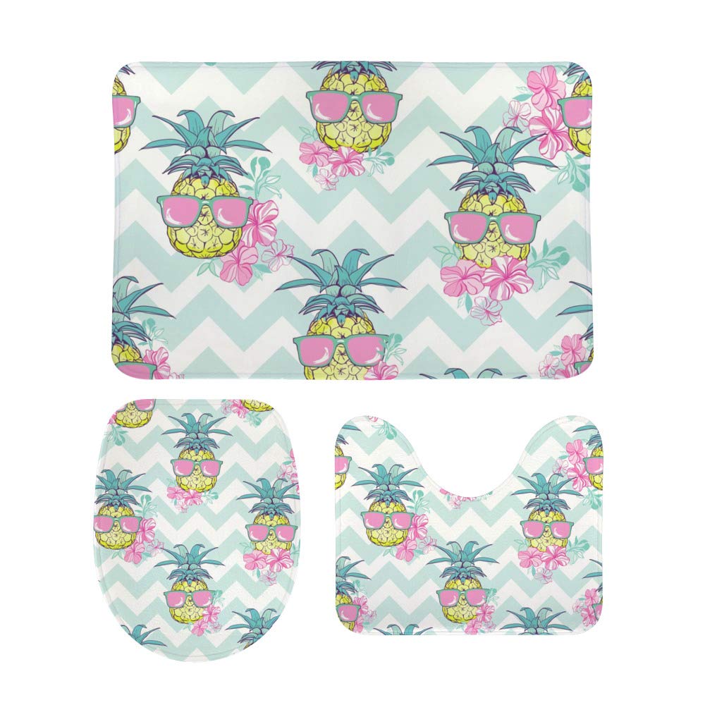 Tapis de bain mousse polaire antidérapant vert et absorbant set de 3