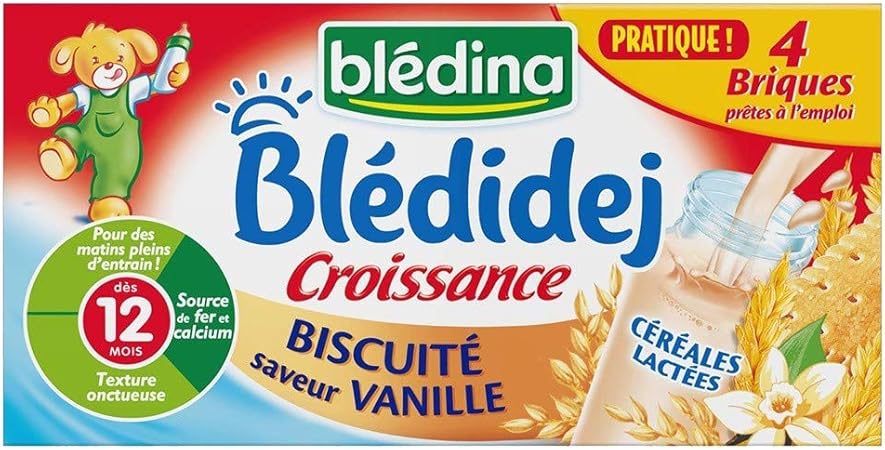 Bledina Bebe Bledidej Growth Biscuit Vanilla Flavor From 12 Months 4 Brick 250ml Set Of 4 Or 16 Bricks Amazon Co Uk Grocery